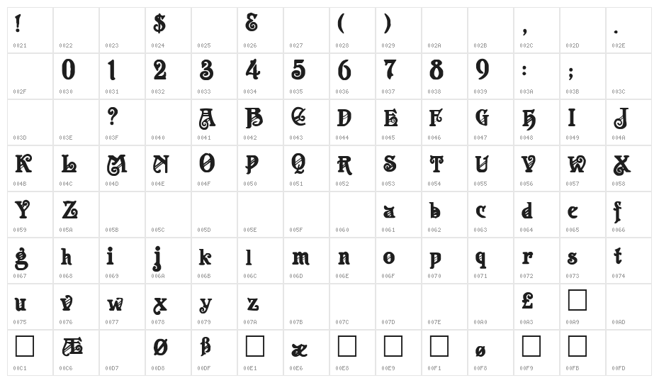 Apollo Regular Character Map