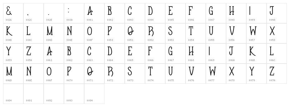 Apotheque Regular Character Map