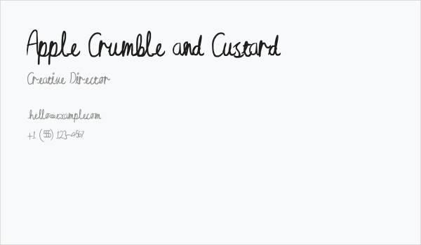 Apple Crumble and Custard Business Card