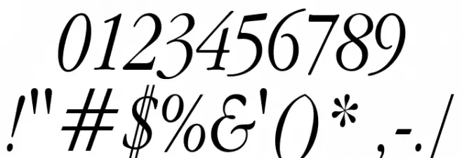 Apple Garamond Light Italic フォント その他の文字