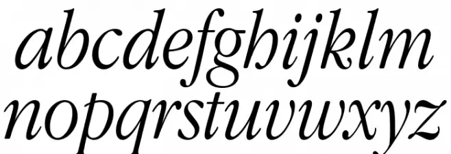 Apple Garamond Light Italic Schriftart Kleinbuchstaben