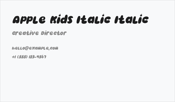 Apple Kids Italic Italic Business Card