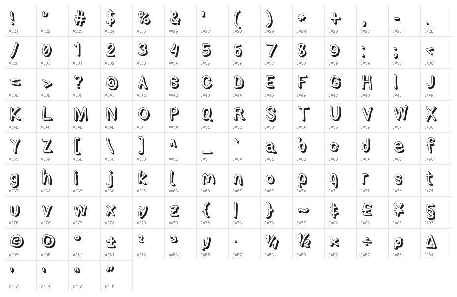 AppleStorm Shadow Extra Bold Character Map
