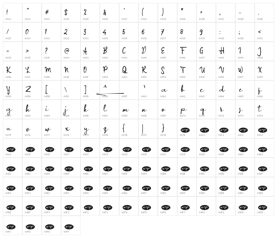 Applicant Signature_ Character Map