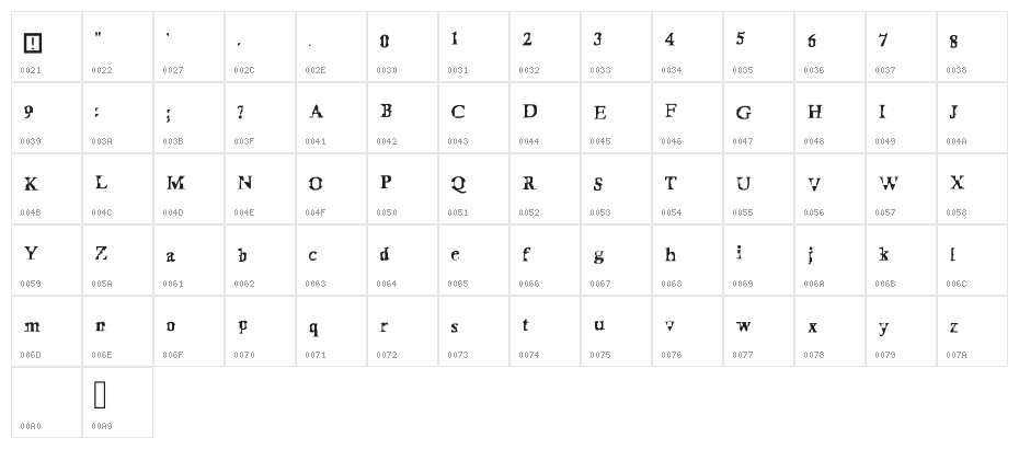 Appmia Hex Regular Character Map