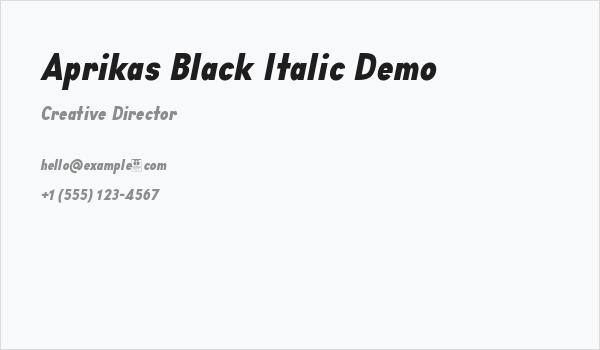 Aprikas Black Italic Demo Business Card