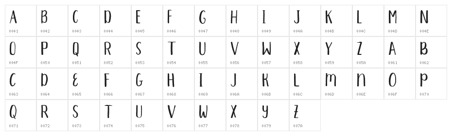 Aprils-Regular Character Map