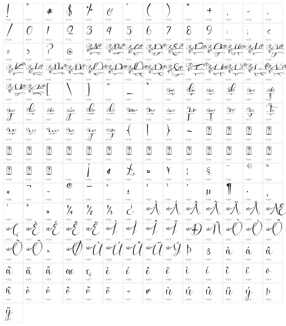 Aqille Monogram - Personal Use Character Map