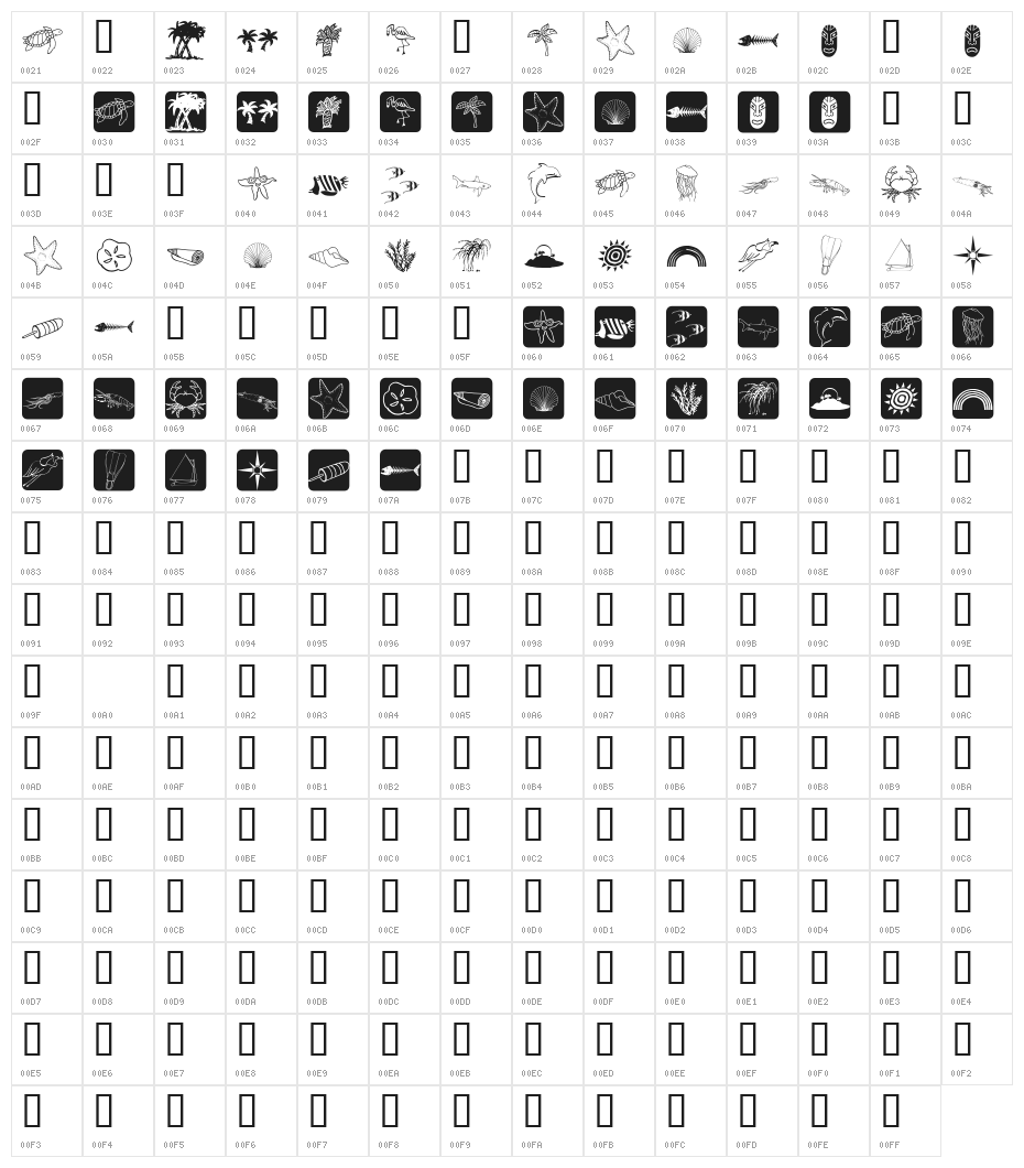 AquaMints GD Character Map
