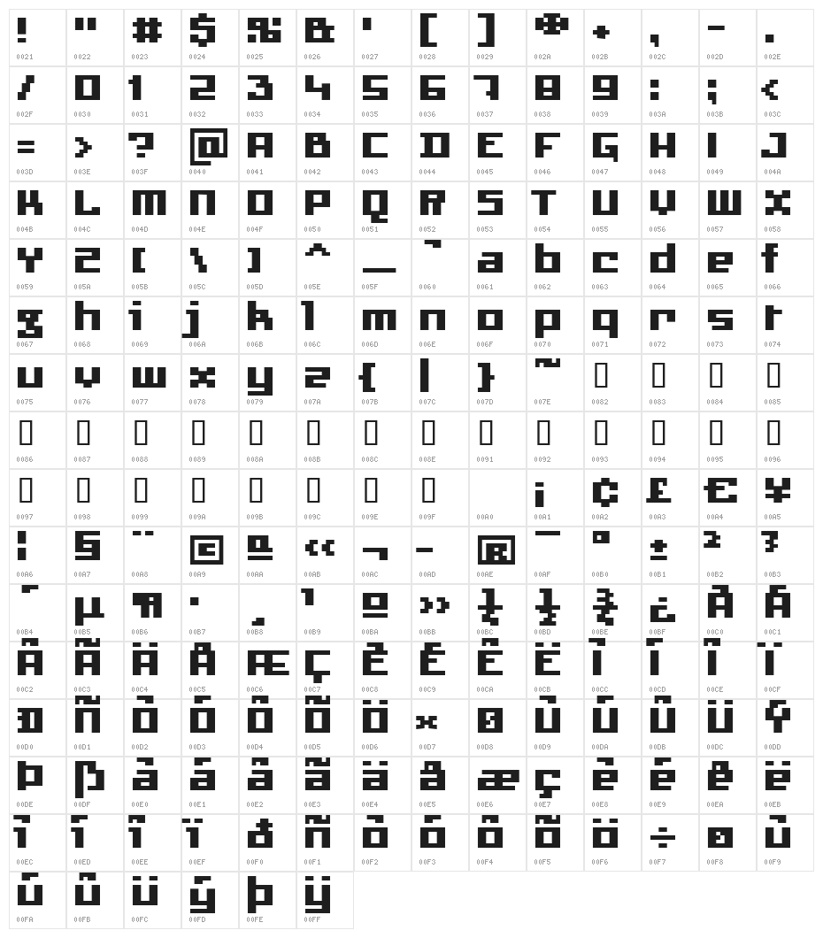 AquariusBold Character Map