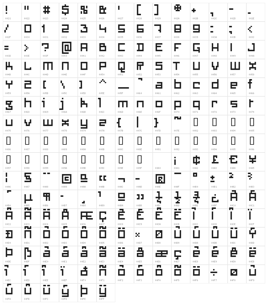 AquariusRegular Character Map