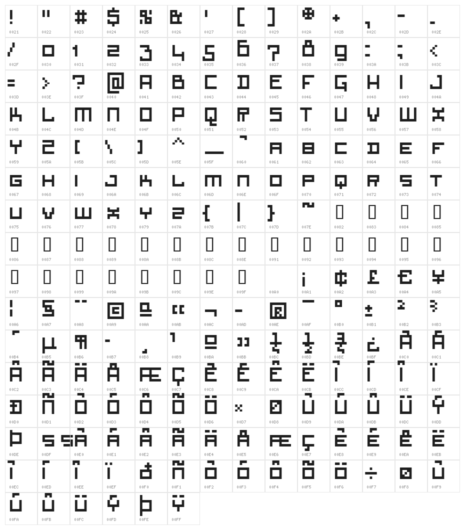 AquariusSmallCaps Character Map