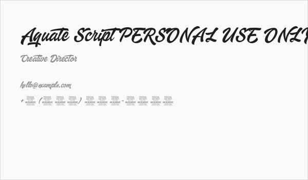Aquate Script PERSONAL USE ONLY Business Card