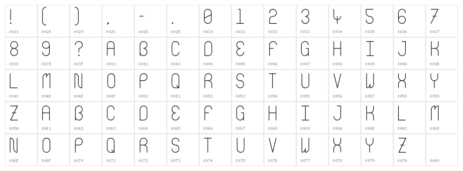 Aquatic Shellfish Regular Character Map