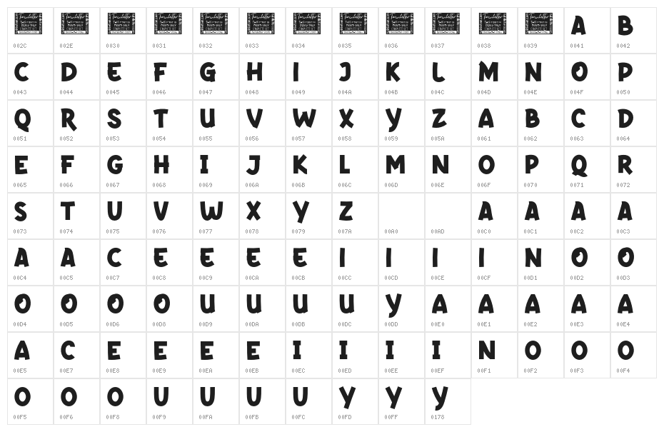 AquaticPersonalUse Character Map