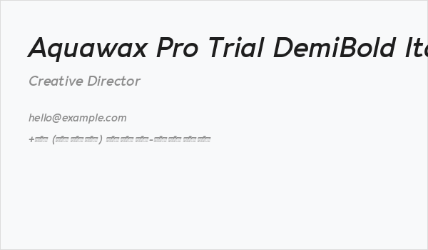 Aquawax Pro Trial DemiBold Italic Business Card