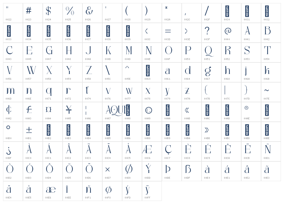 Aqub - Demo Version Regular Character Map