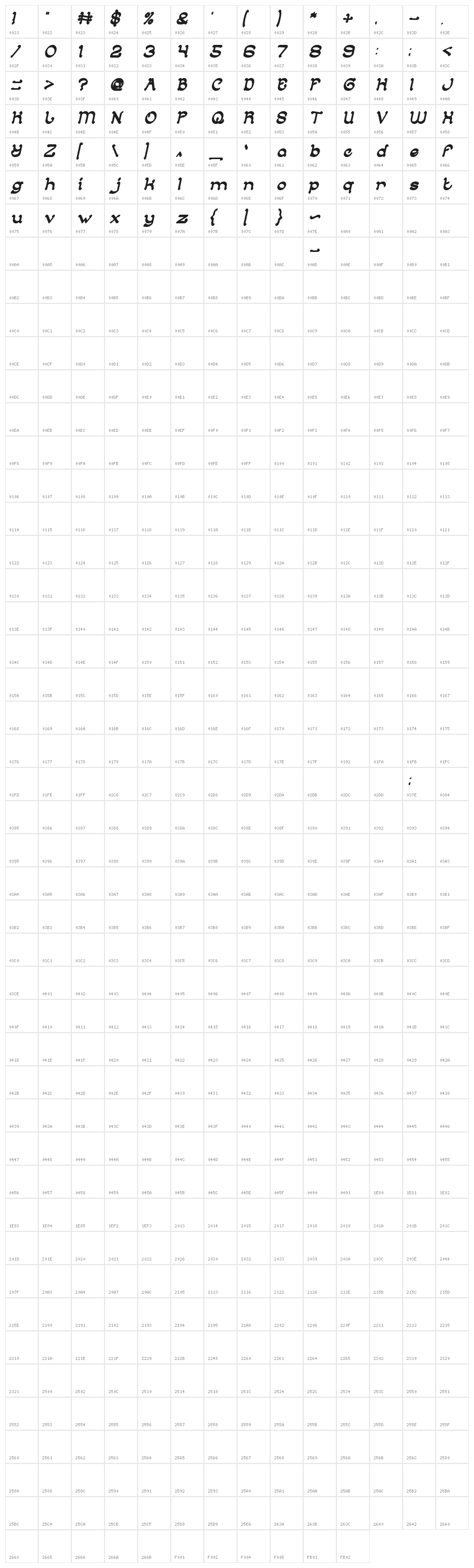 ARABIAN KNIGHT Bold Italic Character Map