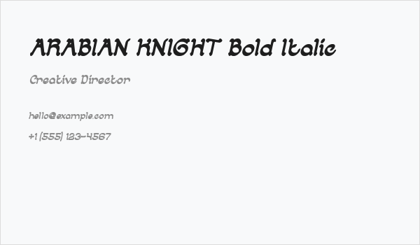 ARABIAN KNIGHT Bold Italic Business Card