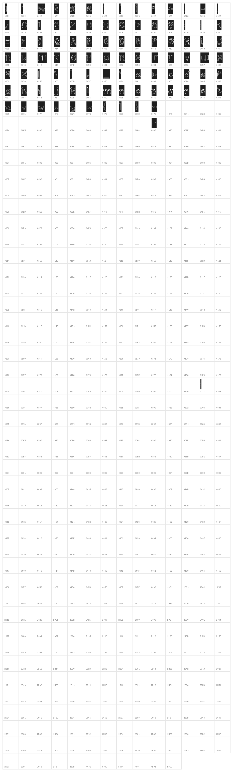 ARABIAN KNIGHT-Hollow-Inverse Character Map