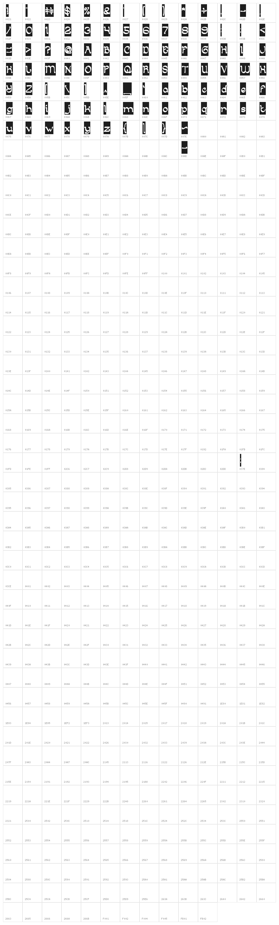 ARABIAN KNIGHT-Inverse Character Map