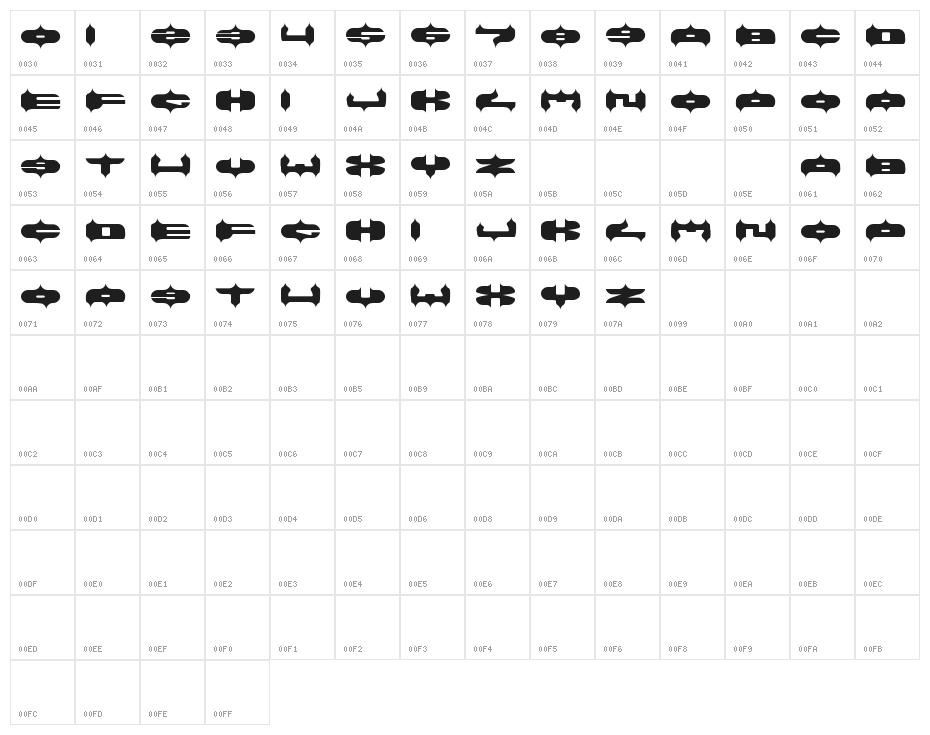 ARABIAN LAMB Character Map