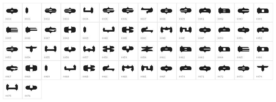 ARABIAN LAMP Character Map