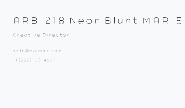 ARB-218 Neon Blunt MAR-50 Bold Business Card