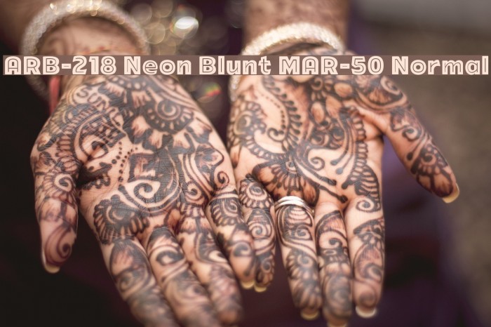 ARB-218 Neon Blunt MAR-50 Normal Font examples