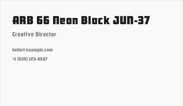 ARB 66 Neon Block JUN-37 Business Card