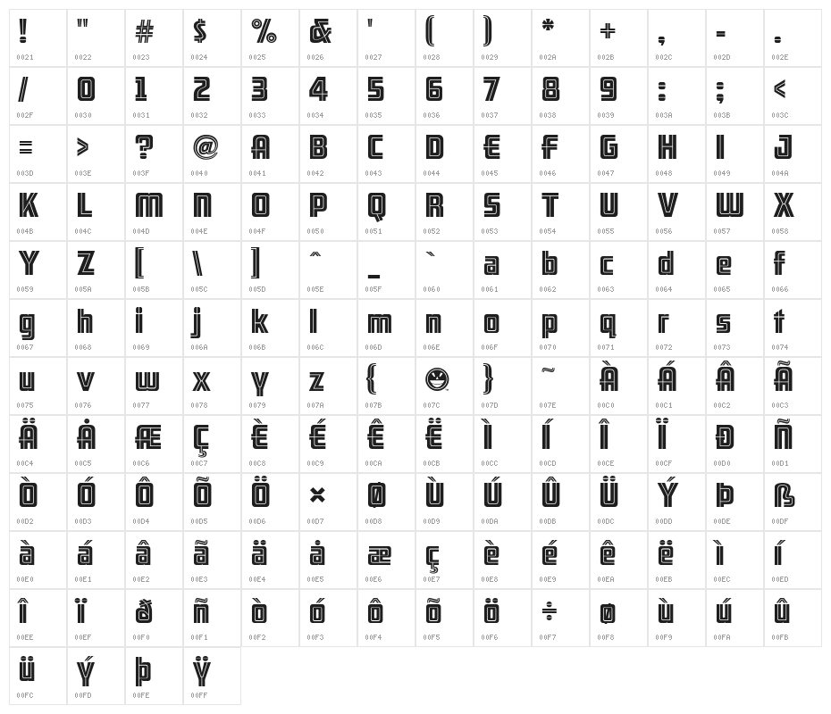 ARB 66 Neon Line JUN-37 Character Map