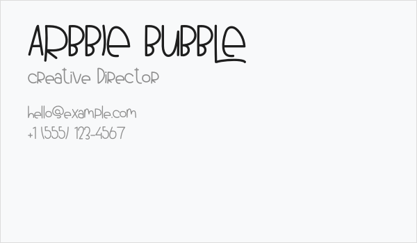 ARBBIE BUBBLE Business Card