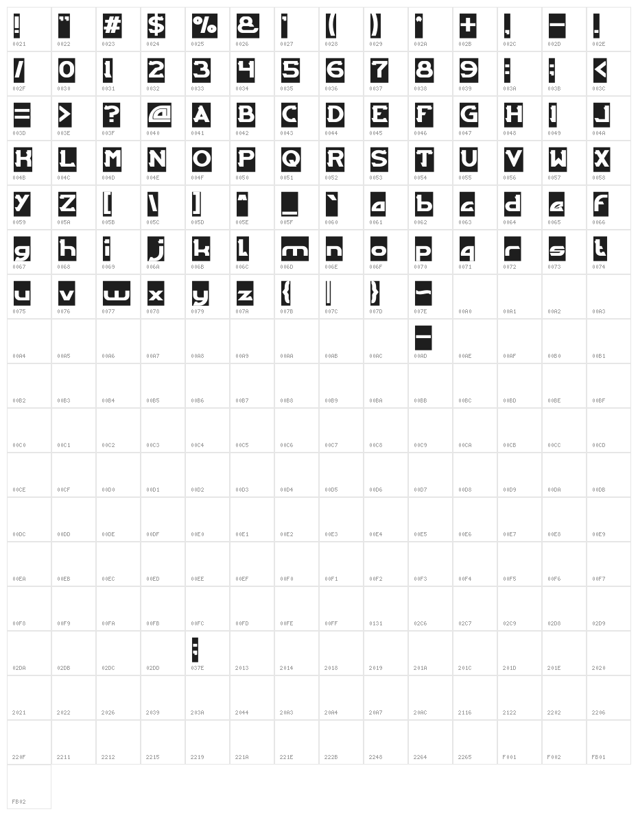 ARCADE-Inverse Character Map