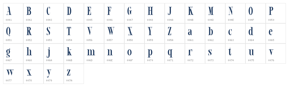 ARCENIX Regular Character Map