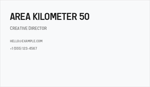 AREA KILOMETER 50 Business Card