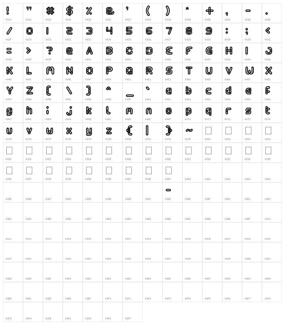 ARMORED Character Map