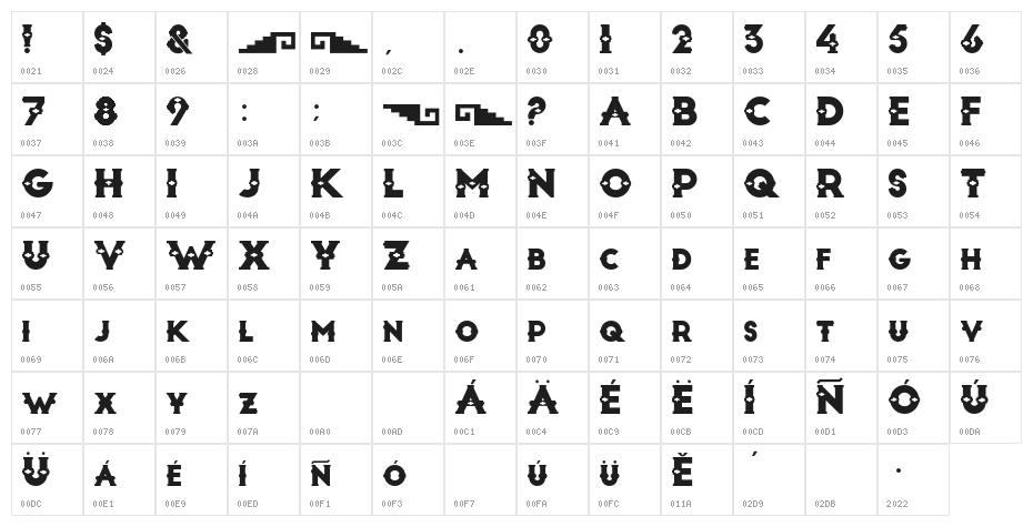 ARTESANIA Display Bold Character Map