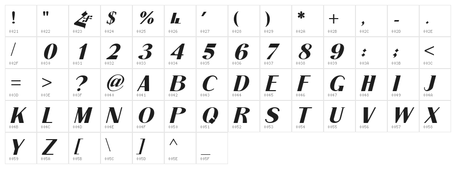 ArTarumianGrqiNor  Bold Italik Character Map