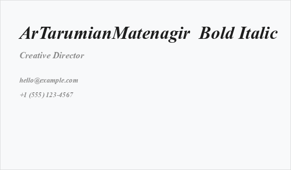 ArTarumianMatenagir  Bold Italic Business Card