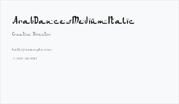 ArabDancesMediumItalic Business Card
