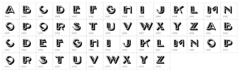 Arabeska Regular Character Map