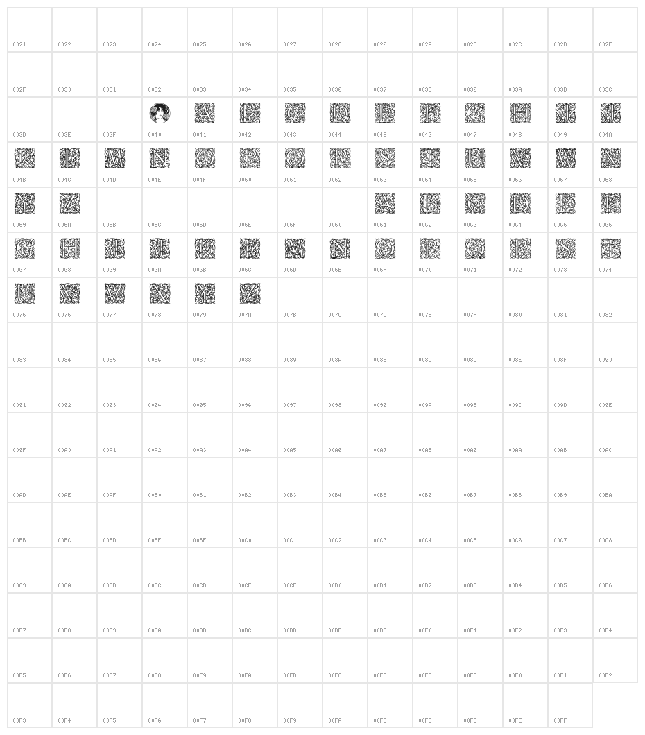Arabesque Initialen Character Map