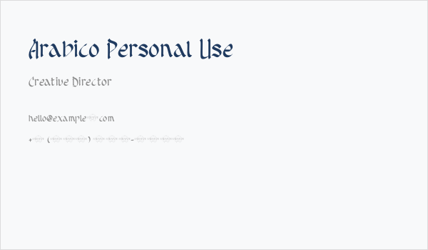 Arabico Personal Use Business Card