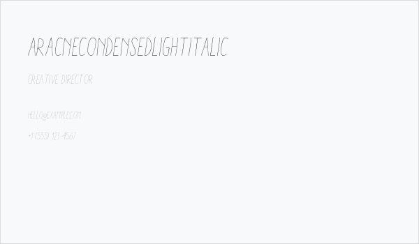 AracneCondensedLightItalic Business Card