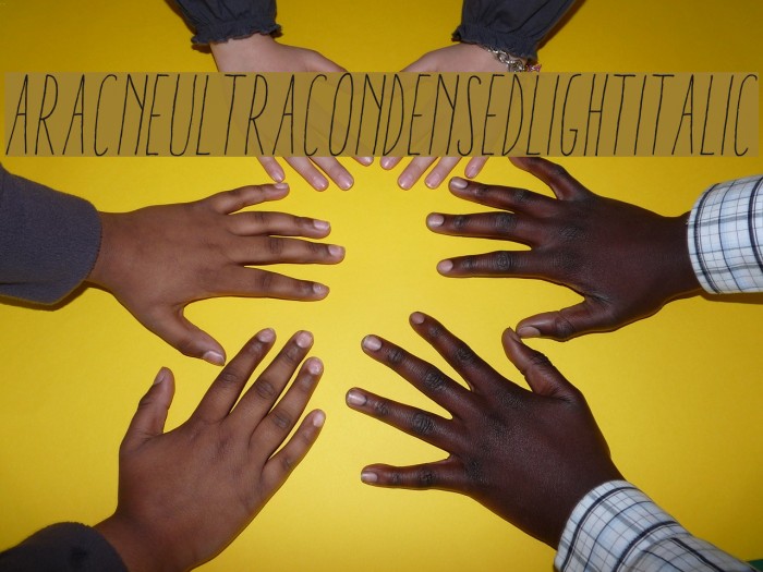 AracneUltraCondensedLightItalic Font examples