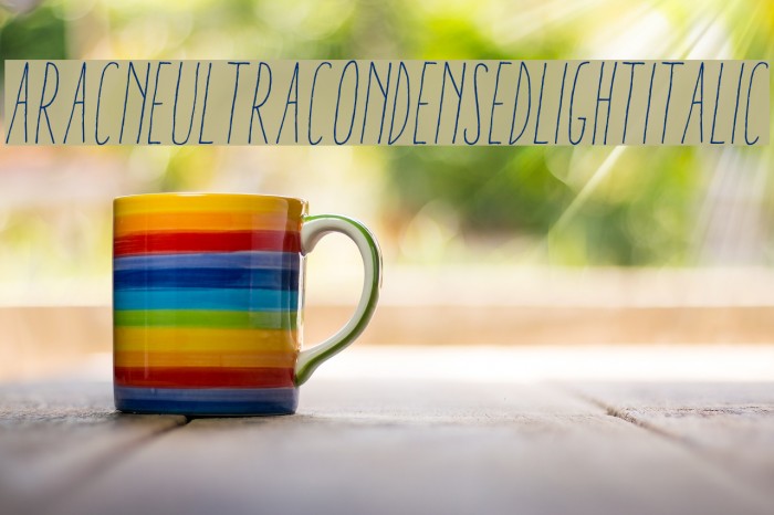 AracneUltraCondensedLightItalic Font examples
