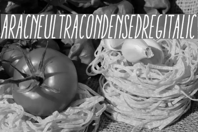 AracneUltraCondensedRegItalic Font examples