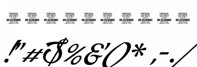 Arando Script PERSONAL USE Italic Font OTHER CHARS