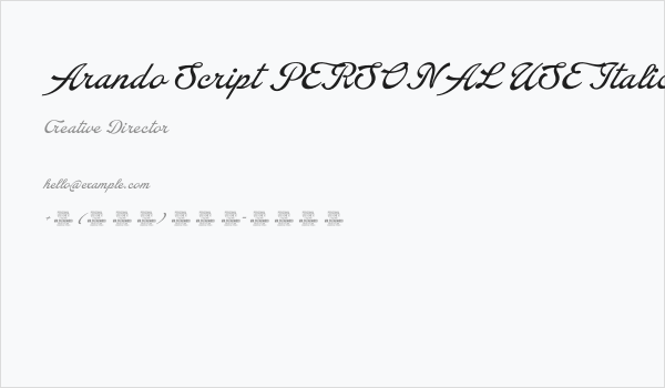 Arando Script PERSONAL USE Italic Business Card