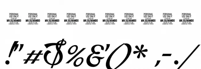 Arando Script PERSONAL USE Regular Font OTHER CHARS